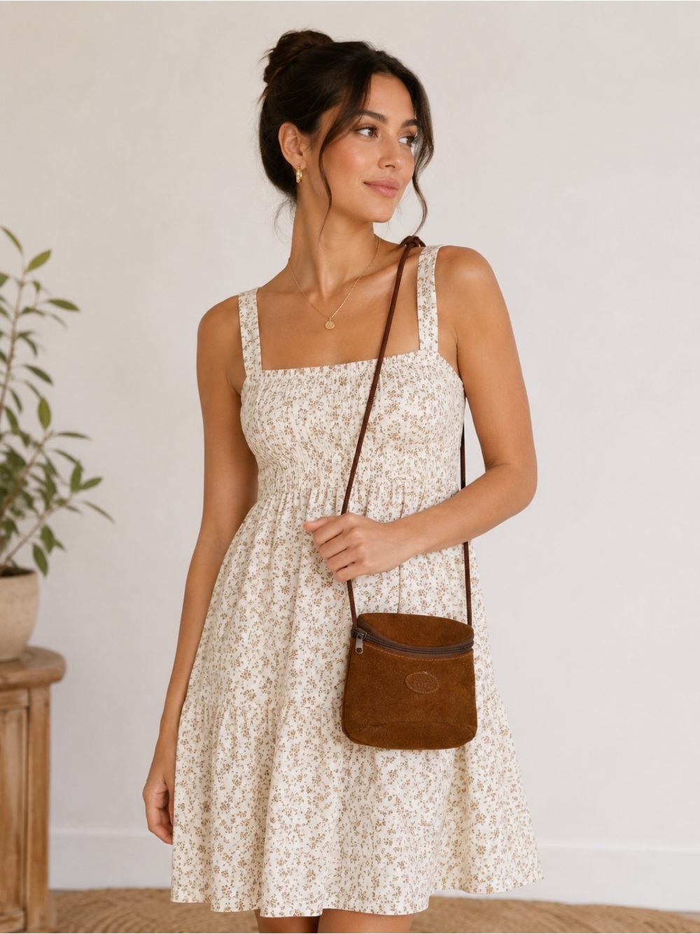Vintage pelican cove Brown Suede Crossbody Bag